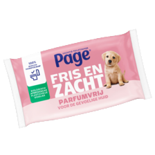 Page vochtig toiletpapier